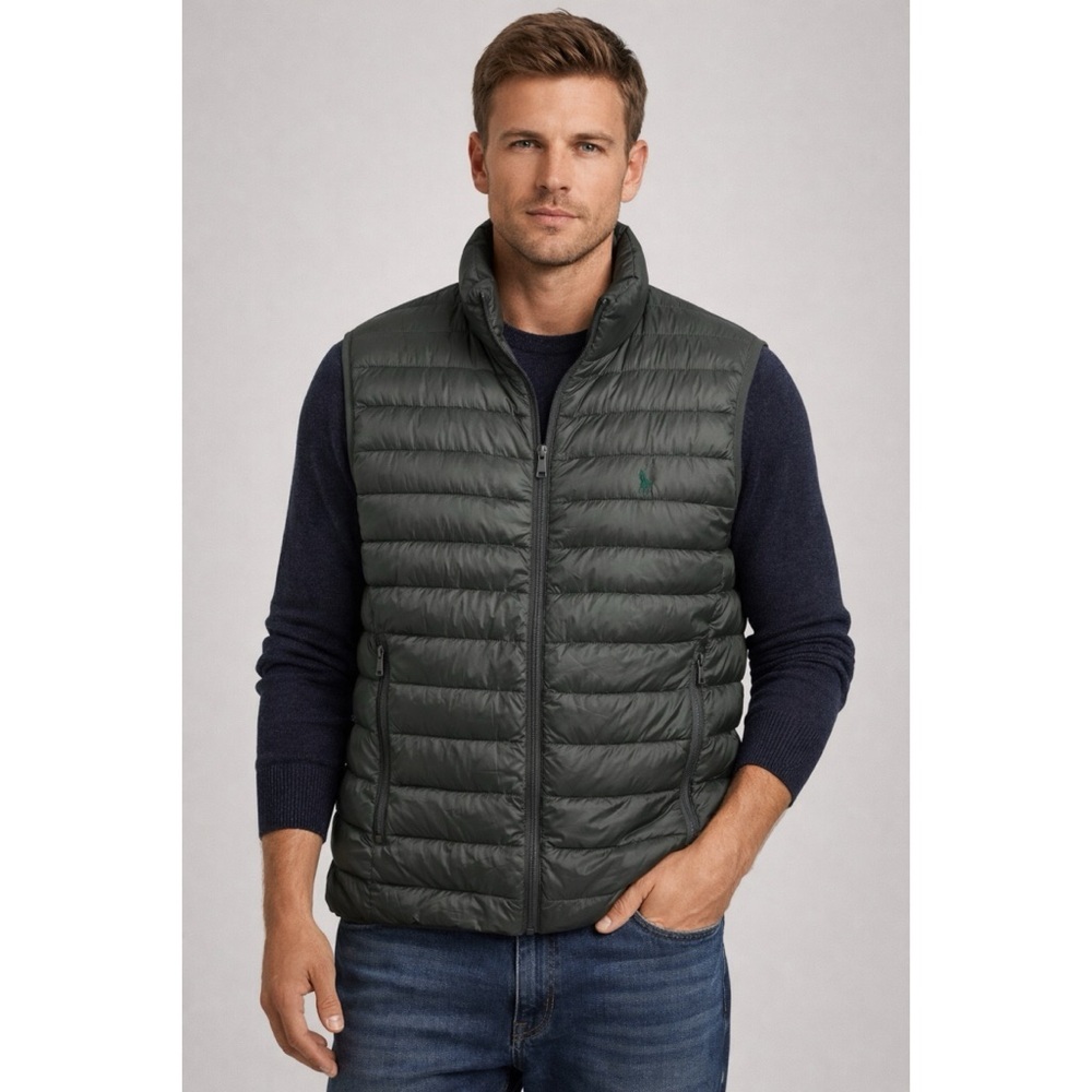Polo Ralph Lauren Sleeveless Men's Green Gray XL Terra‎ Gilet Puffer Vest